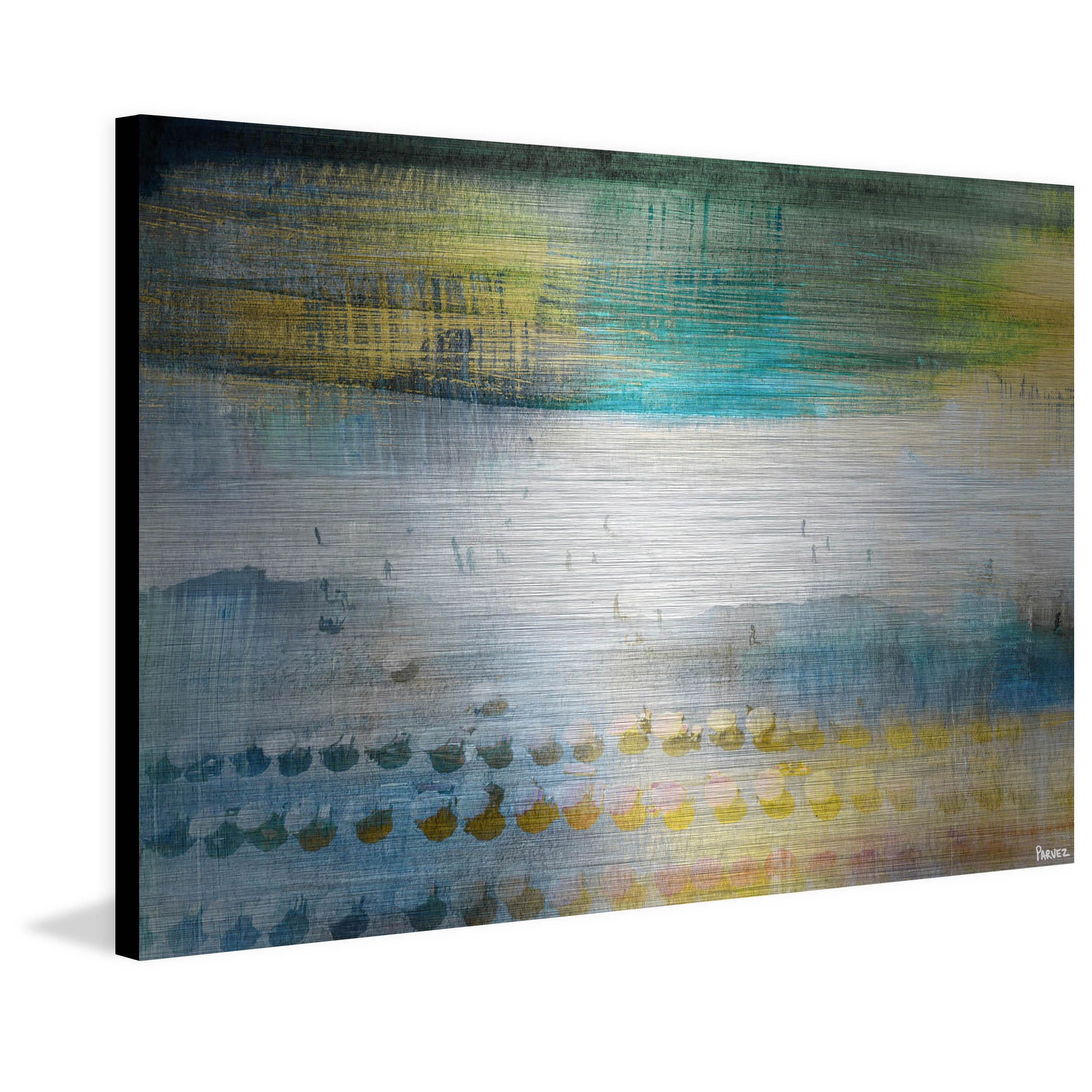 "Under Umbrellas" Painting Print on Brushed Aluminum