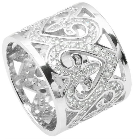 Brinley Co. Sterling Silver 1-1/4 Carat T.G.W. Round Cubic Zirconia Band, 15mm