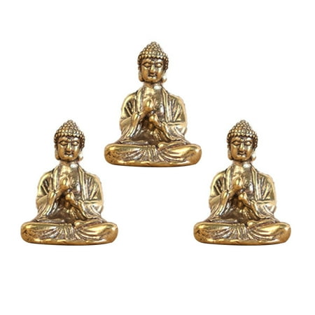 

3Pcs Mini Retro Style Buddhist Statues Decors Desktop Mini Buddha Adornments