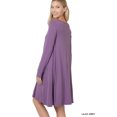thumbnail image 4 of Zenana Women & Plus Long Sleeve Jersey Flared Swing T-Shirt Tunic Dress with Side Pockets, 4 of 5