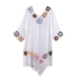 thumbnail image 5 of TMOYZQ Bohemian Summer Dress for Women Beach Swimsuit Cover Up Chiffon Hollow Out Floral Short Sleeve Sundress Casual Loose Tassel Beach Dress, 5 of 5