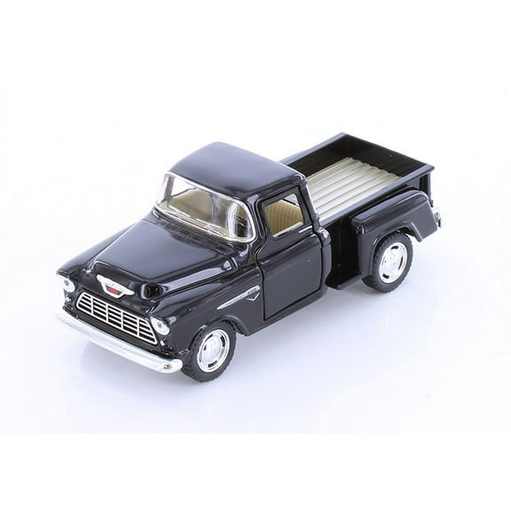 1955 Chevy Stepside Pickup Truck, Black - Kinsmart 5330/5D - 1/32 Scale Diecast Model Car