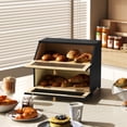 thumbnail image 4 of MROJISC 15" Double Wooden Layer Bread Box ,Corner Bread Box for Kitchen ,Large Storage Box, Black, 4 of 7