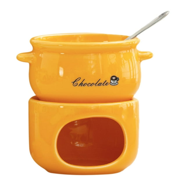Glass Water Bottle Melting Cup With Forks Ceramic Personal Fondue Mugs For Cheese Fondue Mug Set Portable And Easy To Use For Candle Heating Creative Dessert Tools With Fork Drinking Bottle
