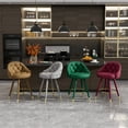 thumbnail image 5 of Solfway Swivel Bar Stools Set of 2, Counter Height Bar Stools with Back, 26 inch Tufted Velvet Barstools for Kitchen Island with Wood Legs and Footrest, Red, 5 of 9