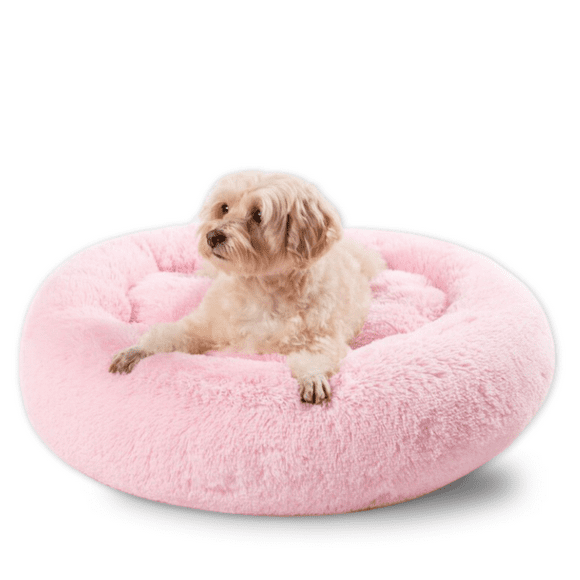 Camita Bienestar Cama Redonda Antiestrés para Perros Doble Vista Memory Foam Mediana 80cm - Rosa