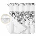 thumbnail image 2 of Grey Eucalyptus No Hook Shower Curtain Waterproof, Bathroom Curtains with Snap in Liners and See Through Top Window, Botanical Leaves Aesthetics Flowers Hotel Style Bathtub Curtains Shower 72"Wx78"L, 2 of 8