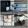 thumbnail image 4 of Advwin Twin Size Loft Bed with Desk, Stairs, Closet & 12 Fabric Drawers, Metal Gaming Loft Bed with LED Lights, Charging Station & Guardrail, Space-Saving Bed for Bedroom, Dorm, Black+Rustic Brown, 4 of 8