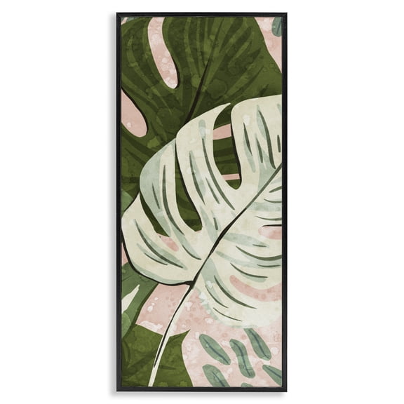 Stupell Industries Contemporary Tropical Monstera Leaf Shapes Black Framed Giclee Art, 10 x 24, by Ziwei Li