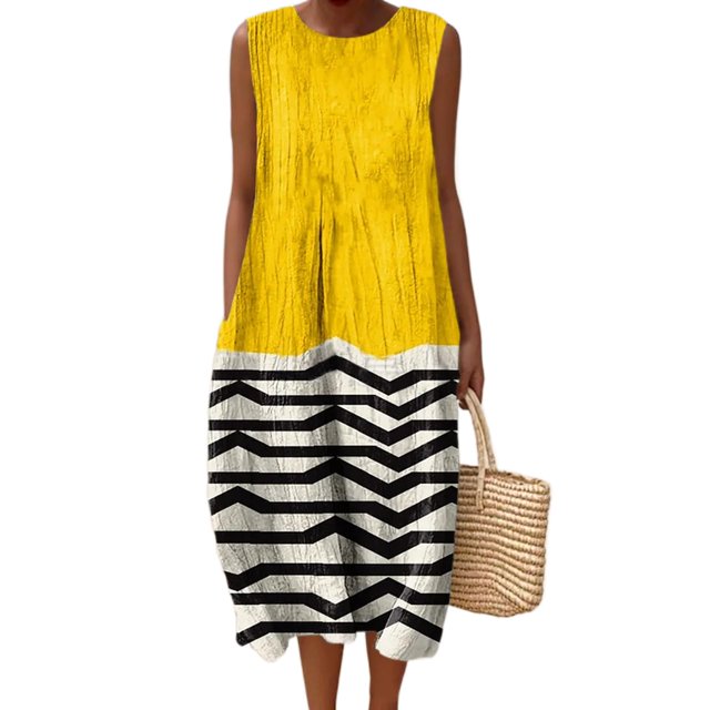 Vestido largo Akivide para mujer, estampado floral bohemio de verano con bolsillos