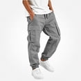 thumbnail image 3 of DJDLJWCJ Boys Jogger Cargo Pants Solid Color Elastic Waist Casual Pants Multi-pocket Outdoor Hiking Pants Gray Size 5T, 3 of 7