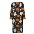thumbnail image 5 of Xoenoiee Ghost Pumpkin Spider Candy Corn Print Zip Up Robes Nightgowns for Women Halloween Night Gown Long Sleeve Ladies Nightgowns Round Neck Sleepwear Sleep Dress, Size L, 5 of 7