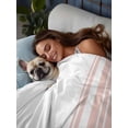 thumbnail image 3 of Pink Striped Twim Size Flat Sheet, Wrinkleproof & Fadeproof Cooling Flat Bed Sheet Only, Modern White Striped Abstract Art Aesthetics Breathable Soft Bedding Top Sheets 66 x 96 Inches, 3 of 8