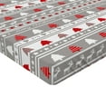 thumbnail image 2 of Ambesonne Christmas Fitted Sheet, Deer Trees Borders, Twin XL Size, Grey White and Red, 2 of 3