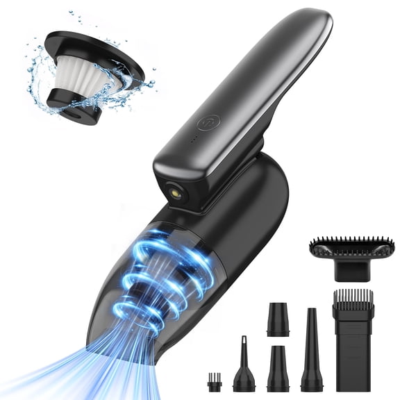 Handheld Vacuum Cordless, 10000PA Strong Suction Hand Held Car Vacuum Cleaner Rechargeable, Portable with Multi-Nozzles & LED Light for Home, Car, Office, Pets