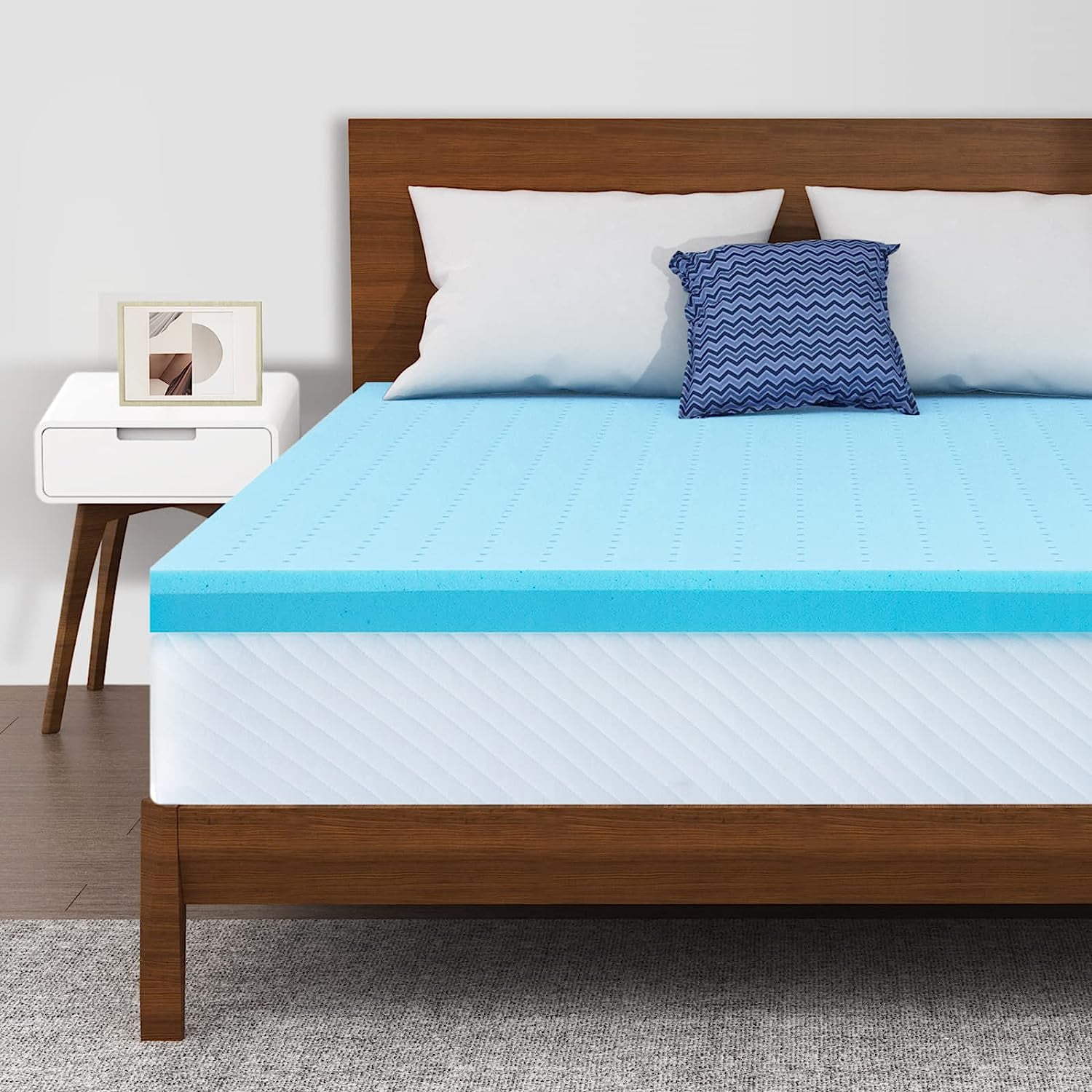 HANTU 3 Inch Mattress Topper Queen Cool Gel Memory Foam Mattress