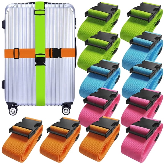 12 Pack Luggage Straps Suitcase Belts Straps Wide Adjustable Packing Straps Travel Belts Accessories for Business Traveling Packing (Multicolor)