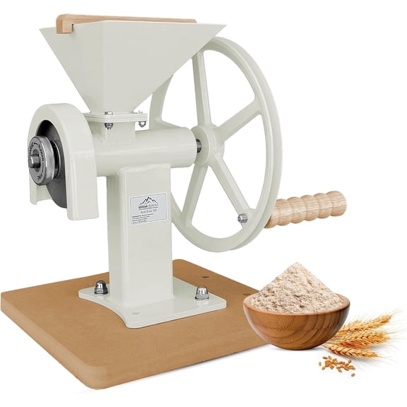 Manual Hand Grain Mill, Heavy-Duty Hand Crank Food Grinder – Stainless Steel Burrs, Adjustable Flour Mill for Wheat, Corn, Rice, Coffee Beans & Dry Grains, Large Hopper, No Electricity