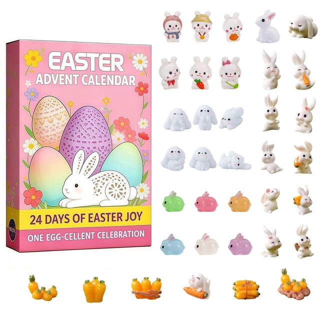 Petits Ornements de Pâques Calendrier de l'Avent pour Femmes 24 Pcs Décorations de Carottes à Collectionner