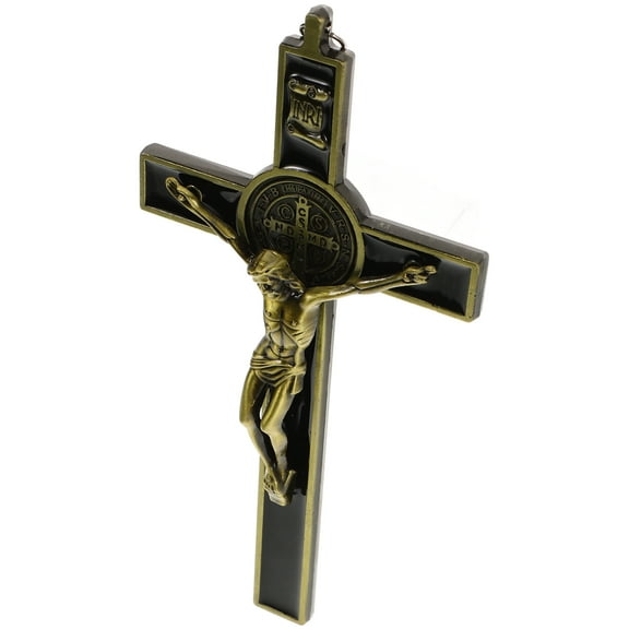 HOMEMAXS Golden Vintage Wall Cross for Home Decor Zinc Alloy Jesus Cross Sculpture Versatile Decoration 12.5 inch