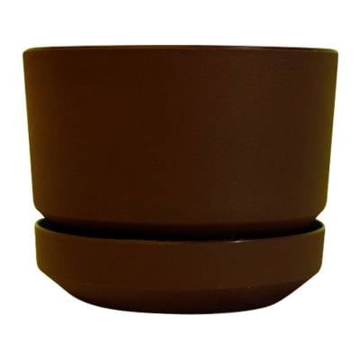 Maceta Edenika Formec con Plato Contemporánea 6 Pulgadas Chocolate