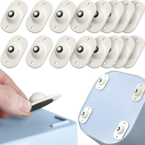16 Pcs Mini Casters Wheels,360º Rolling Universal Pulley DIY Self Adhesive Storage Box Stick-On Wheels for Trash Can
