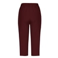 thumbnail image 2 of Mrat Womens Cropped Pants Capris Yoga Pants Elastic Drawstring Waist Straight Leg Pants with Pockets Solid Ahtletic Capris S-1 Wine XXL, 2 of 9