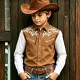 thumbnail image 2 of PRfgtbd Festival Shirts for Kids Boys Western Cowboy Shirt Printed Button Down Long Sleeve Shirts Holiday Casual Tops For Children Wear 10-11 Years, 2 of 4