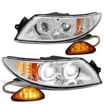 DNA Motoring LED DRL Projector Headlights Side Marker for 2002-2016 International 4300, Chrome