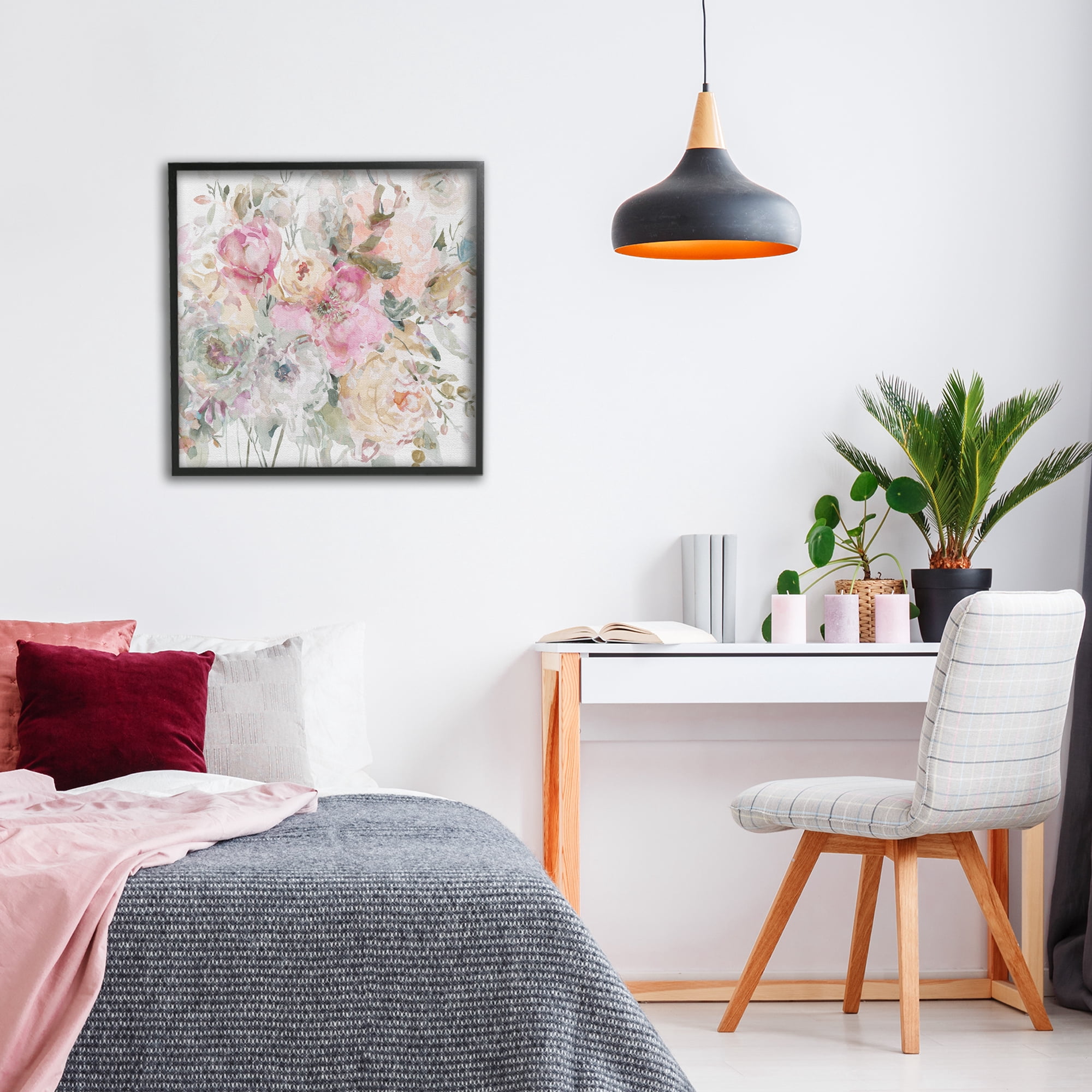 Stupell Industries Romantic Pastel Petals Black Framed Giclee Art, design by Carol Robinson