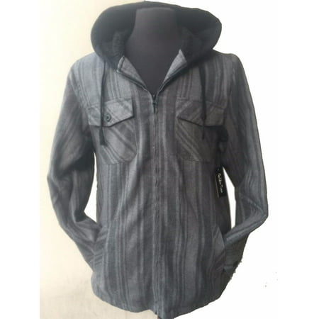 Lined Zip Sweatshirt Tall & Warm Men's Full Zip Hooded Flannel & Sherpa Lined Long Sleeve Soft Fabric Warm Hoodie Jacket ()