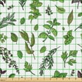 thumbnail image 2 of Ambesonne Mint Fabric by the Yard Upholstery, Culinary Herbs Cooking Items, 5 Yards, Olive Green Plum White, 2 of 5