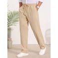 thumbnail image 2 of DARING DIVA Men's Beach Pants Drawstring Waist Breathable Summer Linen Pants 30 Khaki, 2 of 6