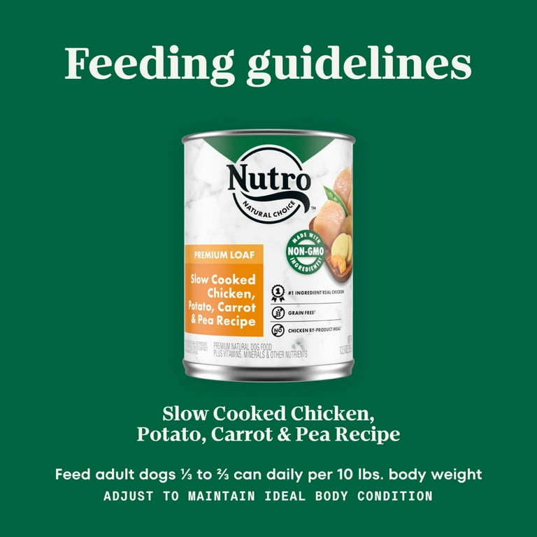 Nutro Premium Loaf Natural Chicken Potato Carrot Pea Wet Dog Food For Adult Dog 12.5 Oz Can