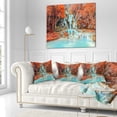 thumbnail image 3 of Designart Rainforest Waterfall Loas - Landscape Photography Throw Pillow - 18x18, 3 of 5