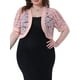 thumbnail image 1 of Cárdigans cortos de talla grande para mujer Agnes Orinda, con frente abierto, mangas cortas, encaje floral y boleros transparentes 1X Rosa, 1 of 6