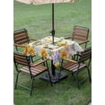 thumbnail image 4 of Outdoor Tablecloth with Umbrella Hole for Patio/Picnic/Party/Camping, Sunflowers Waterproof Table Cloth Square Cover Washable, Spring Gnomes Hydrangea Daisy Flowers Pink Plaid (60"x 60"), 4 of 8