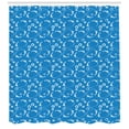 thumbnail image 3 of Gecko Shower Curtain, Silhouettes of Reptiles with Circles on Blue Background Wildlife of the Forests, Fabric Bathroom Set with Hooks, 69W X 70L Inches, Blue and White, by Ambesonne, 3 of 3