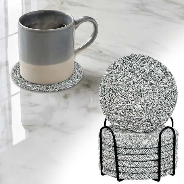 Cotton Rope Woven Placemat Table Decor - Circular Thickened Insulation Pot Mat Natural Fiber Design Ideal for Dining Tables Heat Resistant for Hot Dishes