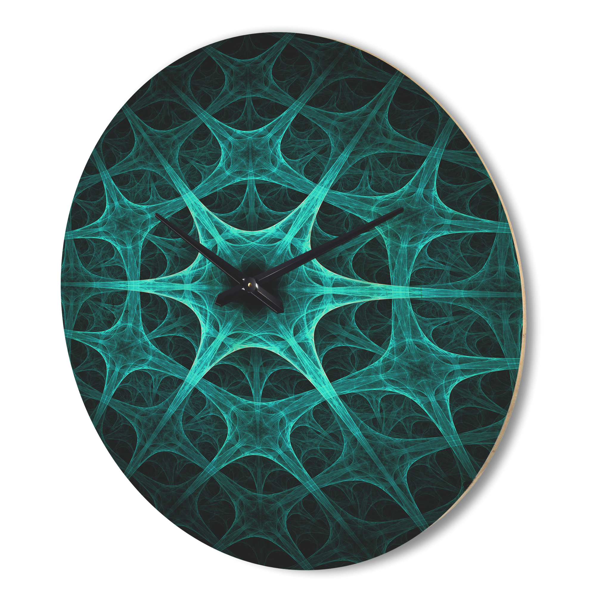 Designart 'Abstract Tourquise Floral Design' Modern Wood Wall Clock