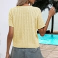thumbnail image 5 of LQCMBYF Womens Blouses Womens Short Sleeve Pullover Knitted Sweater Round Neck Solid Color Casual Fashion Western Style Top Womens Tops Tops for Women Trendy(Yellow,M), 5 of 7