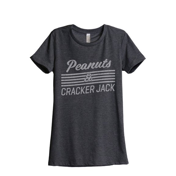 Peanuts And Cracker Jack Women's Fashion Relaxed T-Shirt Tee Charcoal Grey Small