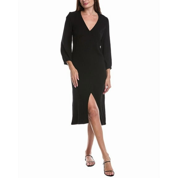 Nation LTD womens  Olpa Ballon Sleeve V-Neck Midi Dress, s, Black