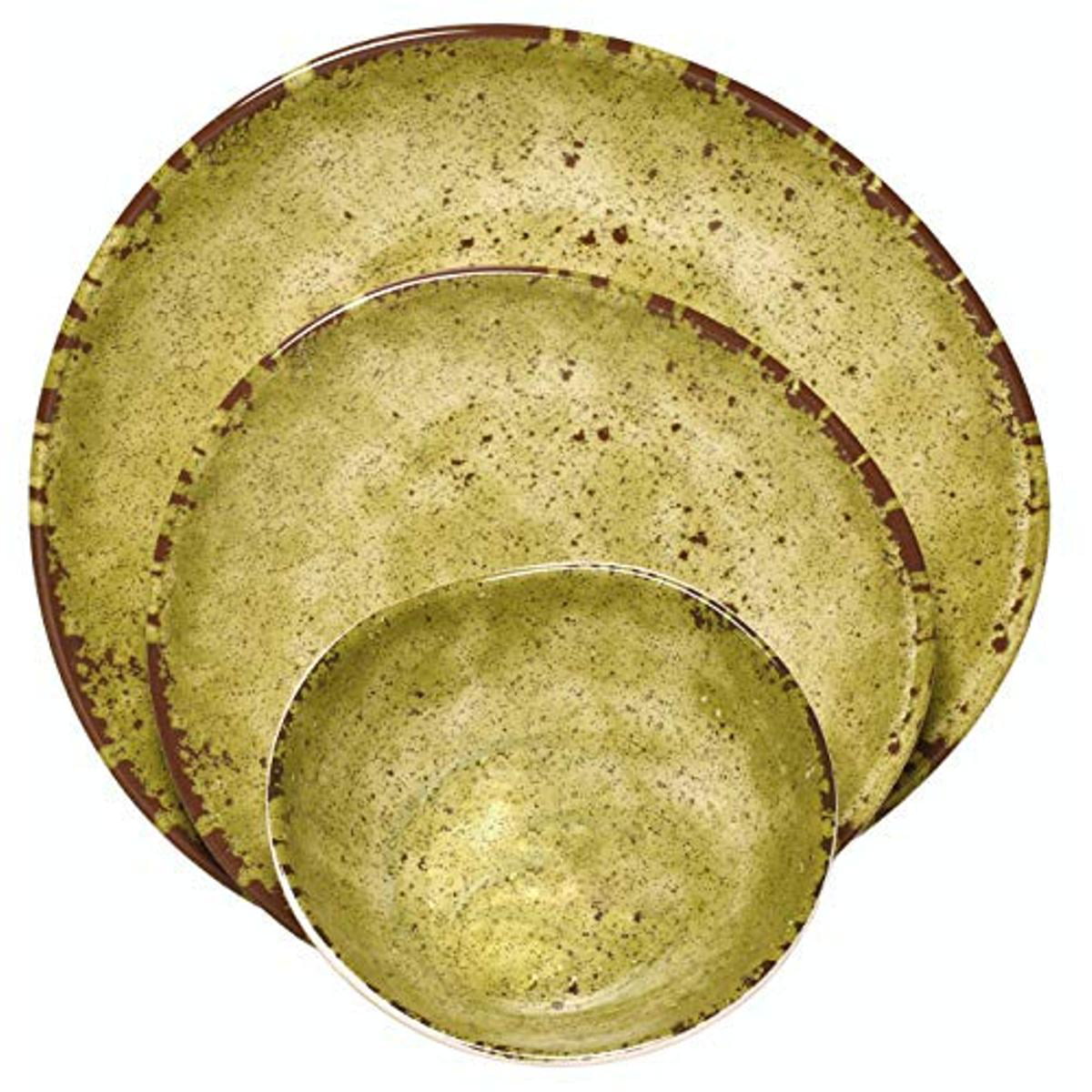 | Shatter-Proof and Chip-Resistant Melamine Plates and Bowls Color: Multicolor Solids Collection 4 Each Melange 12-Piece  Melamine Dinnerware Set Salad Plate & Soup Bowl Dinner Plate 