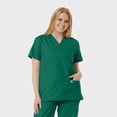 thumbnail image 1 of SPECTRUM UNIFORMS Scrub Tops Medical Unisex V-Neck Yoga Soft Fabric Medical Professionals Hospital and Lab Workwear Nurse Top Hunter Green, 1 of 5