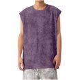 thumbnail image 2 of Big & Tall Men's Acid Wash Sleeveless Tank Tops Workout Bodybuilding Muscle Shirts Casual Loose Fit Streetwear Crew Neck Athletic Summer Athleisure, 2 of 8