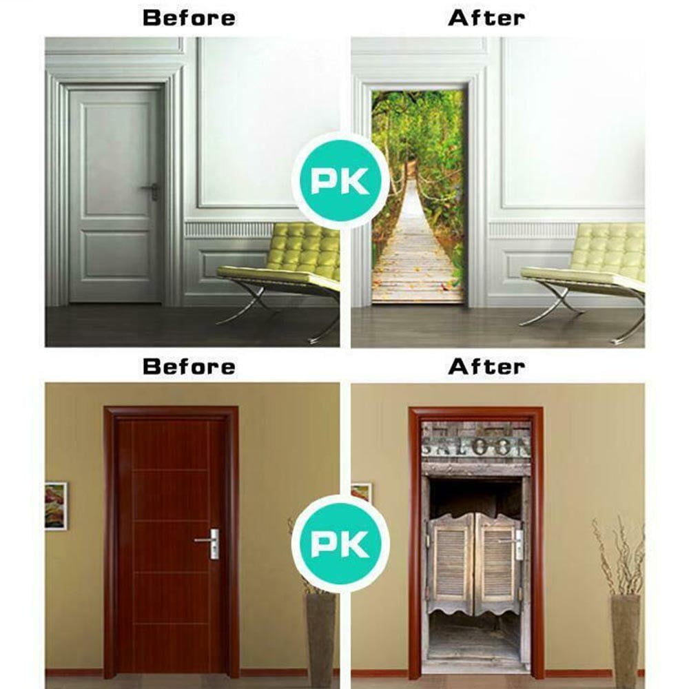 2Pc 3D Self-Adhesive Stained Glass Door Sticker Stained Glass Window Film Pvc Balcony Bathroom Privacy Vinyl Decals Murals Decor