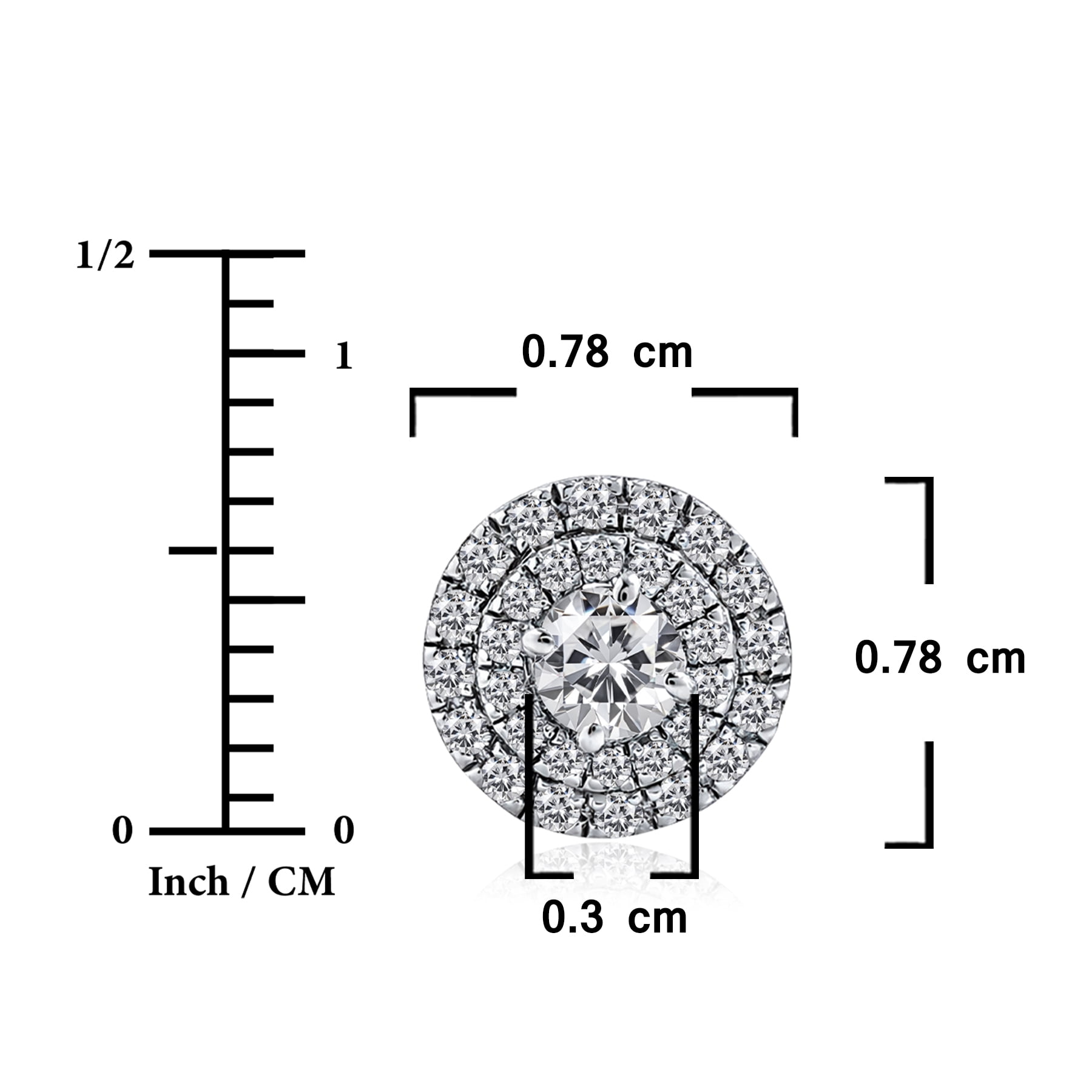 JeenMata Lab Grown Diamond Halo Stud Earrings - Round Cut Stud Earrings for Women in White Gold Plating