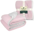 thumbnail image 2 of PAVILIA Plush Sherpa Fleece Throw Blanket Light Pink | Soft, Warm, Fuzzy Pink Blush Throw for Couch Sofa | Solid Reversible Cozy Microfiber Fluffy Blanket, 50x60, 2 of 7