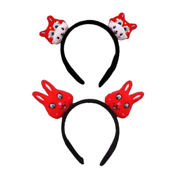 2 Piezas Diadema de Año Nuevo Chino Suministros de Fiesta Decoración Disfraces Sombrero Lindo para Hombres Mujeres Niñas Disfraz Regalo Cumpleaños Estilo G Hugo aro de pelo